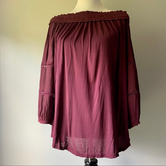 LOFT Purple Off the shoulder Blouse - Picture 2 of 8